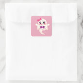Cute girly Boo! Ghost Quadratischer Aufkleber (Tasche)