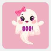 Cute girly Boo! Ghost Quadratischer Aufkleber (Vorderseite)