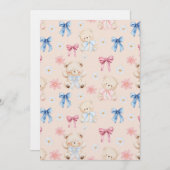 Cute Girly Bow Teddy Bears Seamless Pattern Einladung (Vorne/Hinten)