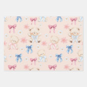 Cute Girly Bow Teddy Bears Seamless Pattern Geschenkpapier Set (Vorderseite 3)