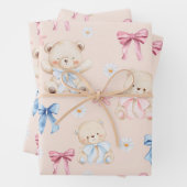 Cute Girly Bow Teddy Bears Seamless Pattern Geschenkpapier Set (Beispiel)
