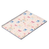 Cute Girly Bow Teddy Bears Seamless Pattern Notizblock (Linke Seite)