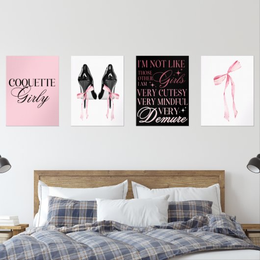 Cute Girly Bow Wall Wall Art Sets (Schlafzimmer)