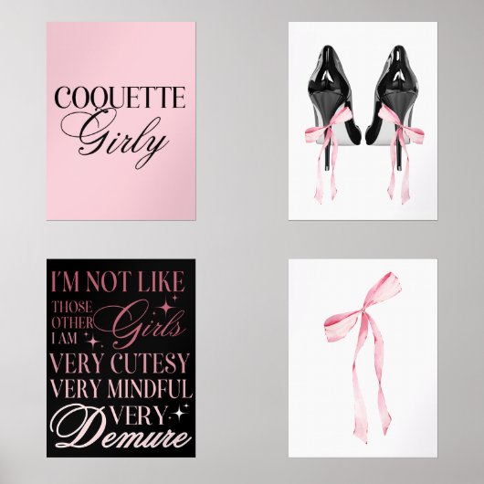 Cute Girly Bow Wall Wall Art Sets (Vorderseite)