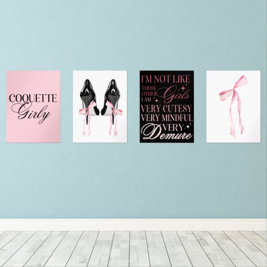 Cute Girly Bow Wall Wall Art Sets (Holzboden)