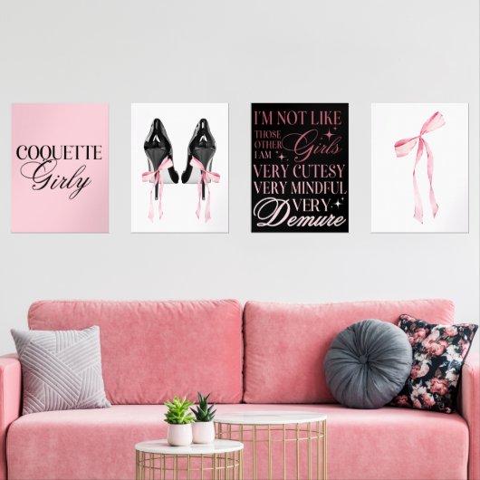 Cute Girly Bow Wall Wall Art Sets (Wohnzimmer)