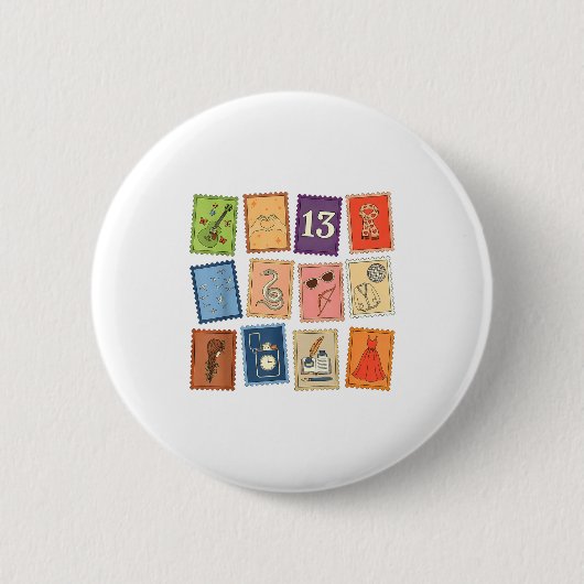 Cute Girly Christmas Pajama Music Album Stamp Aest Button (Vorderseite)