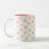 Cute Girly Colorful Bow Pattern Gift Zweifarbige Tasse (Links)