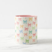 Cute Girly Colorful Bow Pattern Gift Zweifarbige Tasse (Mittel)