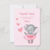 Cute Girly Elephant Ballerina Birthday Party  Dankeskarte (Vorderseite)
