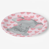 Cute Girly Elephant Pink Bow Birthday Party  Pappteller (Schrägansicht)