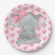 Cute Girly Elephant Pink Bow Birthday Party
