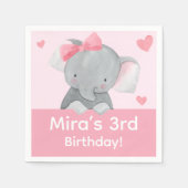 Cute Girly Elephant Pink Bow Birthday Party  Serviette (Vorderseite)