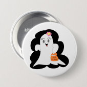 Cute Girly Ghost Halloween Trick or Treat Button (Vorne & Hinten)