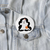Cute Girly Ghost Halloween Trick or Treat Button (Beispiel)