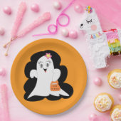 Cute Girly Ghost Halloween Trick or Treat Pappteller (Party)