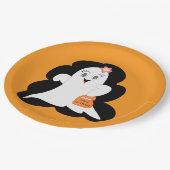Cute Girly Ghost Halloween Trick or Treat Pappteller (Schrägansicht)