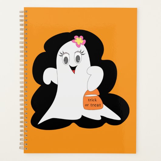 Cute Girly Ghost Halloween Trick or Treat Planer (Vorderseite)