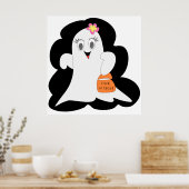 Cute Girly Ghost Halloween Trick or Treat Poster (Küche)