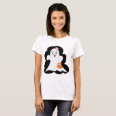 Cute Girly Ghost Halloween Trick or Treat T-Shirt (Vorne ganz)