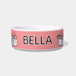 Cute Girly Ghosts with Bows Halloween Cat Feeding Napf