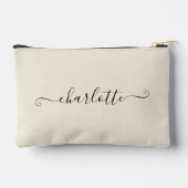 Cute Girly Minimalist Custom Name | Natural White Zubehörtasche (Rückseite)