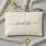 Cute Girly Minimalist Custom Name | Natural White Zubehörtasche<br><div class="desc">Show off your personal style with our Cute Girly Accessory Pouch,  customized with your name. Whether you're on-the-go or just need a chic storage solution,  this Natural White pouch has got you covered.</div>