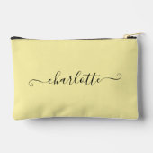 Cute Girly Minimalist Custom Name | Pale Yellow Zubehörtasche (Rückseite)