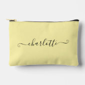 Cute Girly Minimalist Custom Name | Pale Yellow Zubehörtasche (Vorderseite)