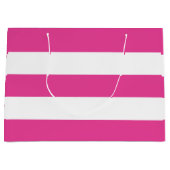 Cute Girly Modern Hot Pink White Stripes Große Geschenktüte (Vorderseite)