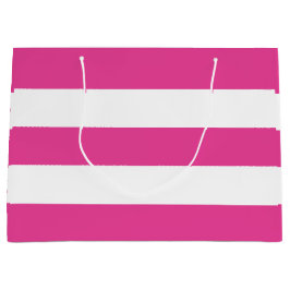 Cute Girly Modern Hot Pink White Stripes Große Geschenktüte