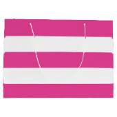 Cute Girly Modern Hot Pink White Stripes Große Geschenktüte (Rückseite)