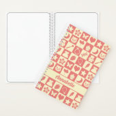 Cute Girly Modern Pink Checkered Icons Pattern Notizblock (Innen)