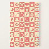 Cute Girly Modern Pink Checkered Icons Pattern Notizblock (Rückseite)