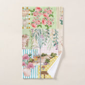 Cute girly pastel background floral collage art badhandtuch set (Handtuch)