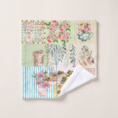 Cute girly pastel background floral collage art badhandtuch set (Waschlappen)