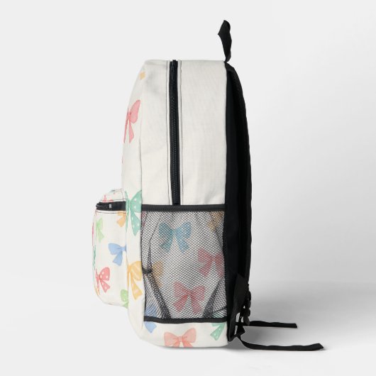 Cute Girly Pastel Coquette Bow Pattern Bedruckter Rucksack (Rechts)
