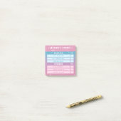 Cute Girly Pink Blue Glitter Kids Daily Chores 3x3 Post-it Klebezettel (Auf Schreibtisch)