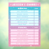 Cute Girly Pink Blue Glitter Kids Daily Chores  Fensteraufkleber (Blatt 3)