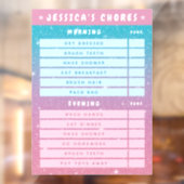 Cute Girly Pink Blue Glitter Kids Daily Chores  Fensteraufkleber (Blatt 2)