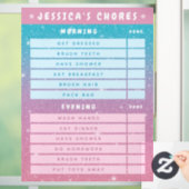 Cute Girly Pink Blue Glitter Kids Daily Chores  Fensteraufkleber (Zuhause)