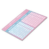 Cute Girly Pink Blue Glitter Kids Daily Chores Notizblock (angewinkelt)