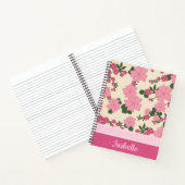 Cute Girly Pink Flower Pattern Personalised Notizblock (Innenseite)