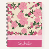 Cute Girly Pink Flower Pattern Personalised Notizblock (Vorderseite)