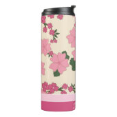 Cute Girly Pink Flower Pattern Personalised Thermosbecher (Nach links gedreht)
