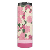 Cute Girly Pink Flower Pattern Personalised Thermosbecher (Rückseite)