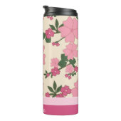 Cute Girly Pink Flower Pattern Personalised Thermosbecher (Nach rechts gedreht)