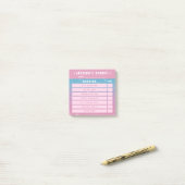 Cute Girly Pink Glitter Kids Morning Chores 3x3 Post-it Klebezettel (Auf Schreibtisch)