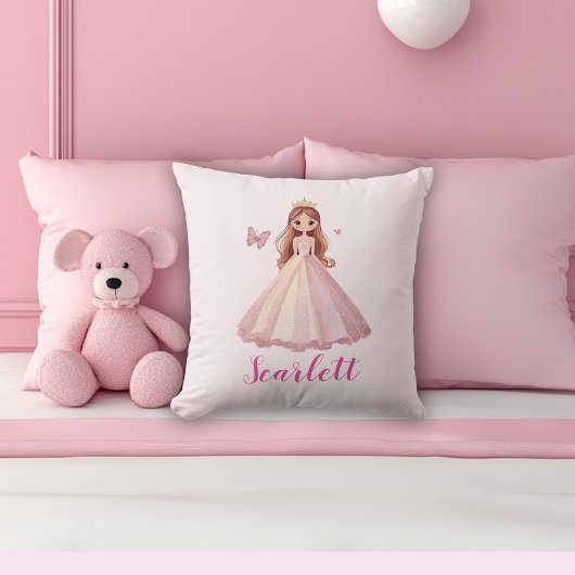 Cute Girly Pink Princess Personalised Cushion Kissen