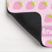 Cute Girly Pink Strawberry Pattern Personalised Mousepad (Ecke)